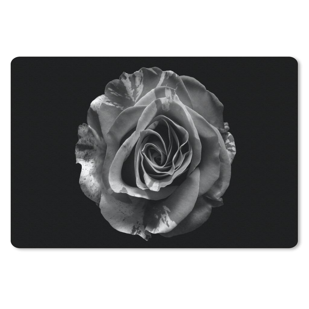 MuchoWow Mauspad Mousepad Blumen - Rose - Schwarz - Weiß - Botanisch 27x18 cm - Mousepads - Maus Mat - Pad - Mausunterlage - Büroartikel - Desk...