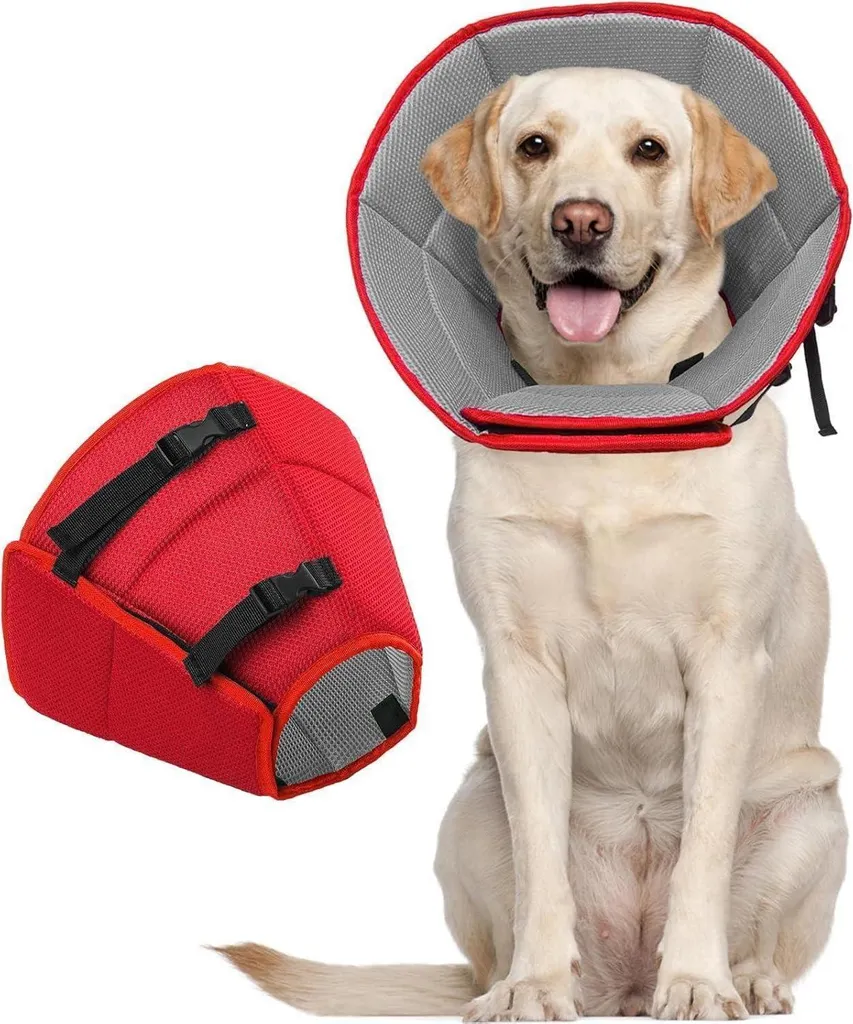 Collerette Chien Confortable Rouge Taille L Collier de Protection Plaies