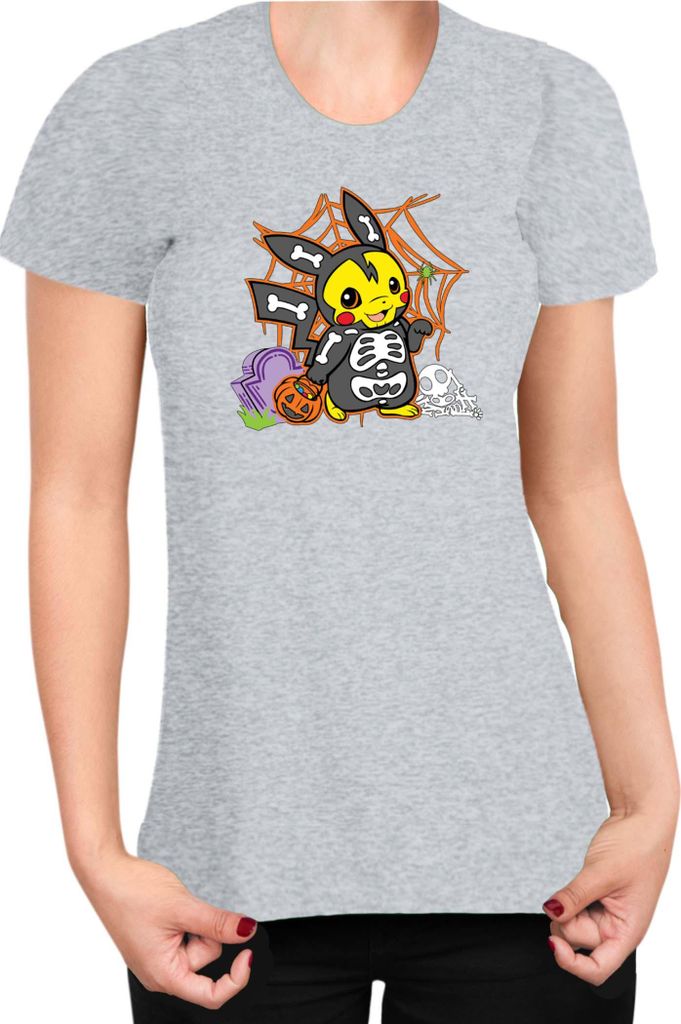 Damen T-Shirt Japan Manga Anime Comics Pokemon 038, Lady 2XL / Grau