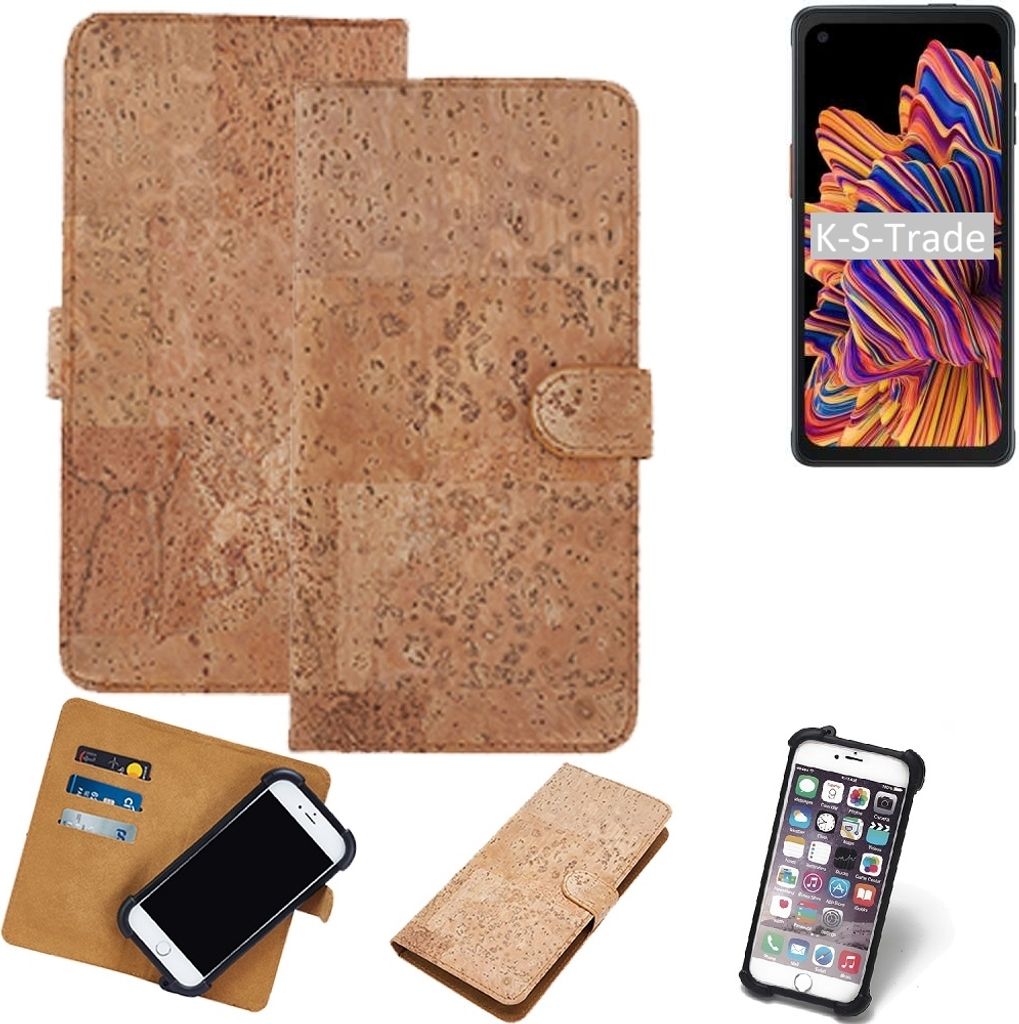 K-S-Trade Hülle kompatibel mit Samsung Galaxy XCover Pro Kork Handyhülle Cover Schutzhülle TPU Case Bumper in Hellbraun, (1x)