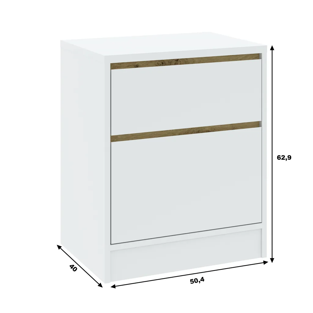 Mobiletto Notte SHERMAN Rovere Bianco: Soluzione Moderna Salva-Spazio - 2