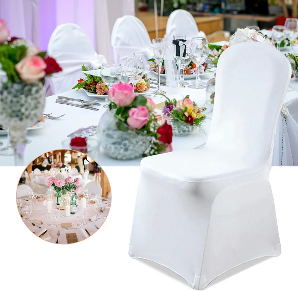 50 Coprisedie Elasticizzate in Spandex Bianco 90x45x45 cm Alta Qualità