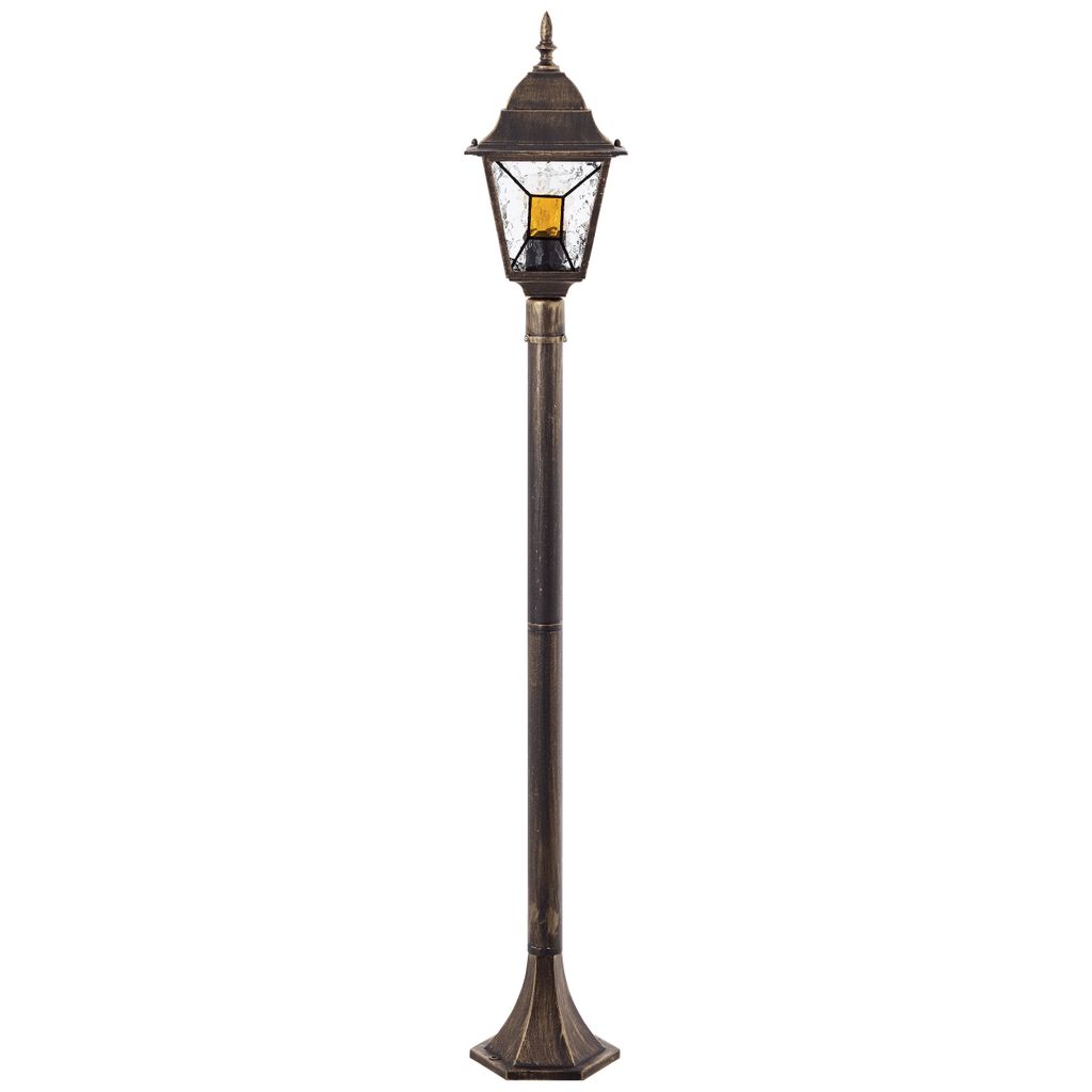 BRILLIANT klassische Außenstandleuchte JANEL | schwarz/gold | mit geeignetem Leuchtmittel dimmbar | Standlampe mit 1x E27 Fassung max. 60 Watt | H...
