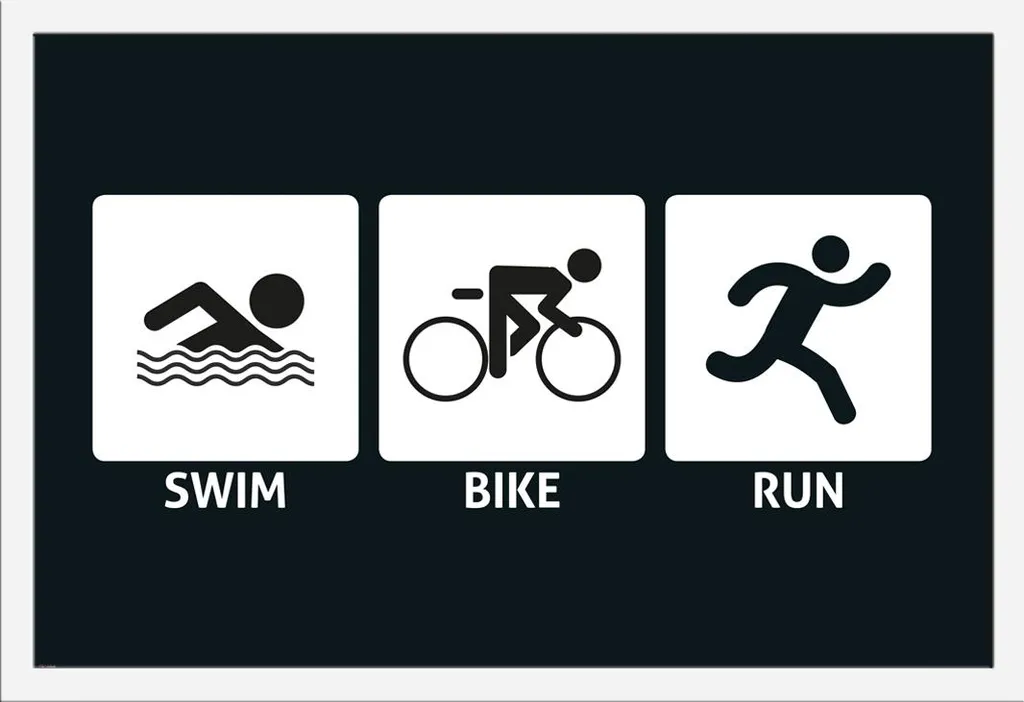 Arredo Sportivo Moderno: Poster Triathlon + Cornice Bianca Shinsuke®