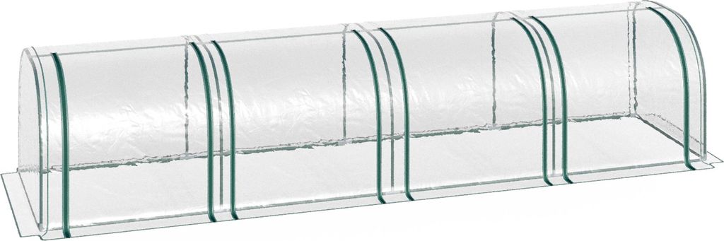 Tunnelgewächshaus, 4 Fenster mit Reißverschluss, Stahlrahmen, robuste Plane, transparent, 395 x 100 x 80cm