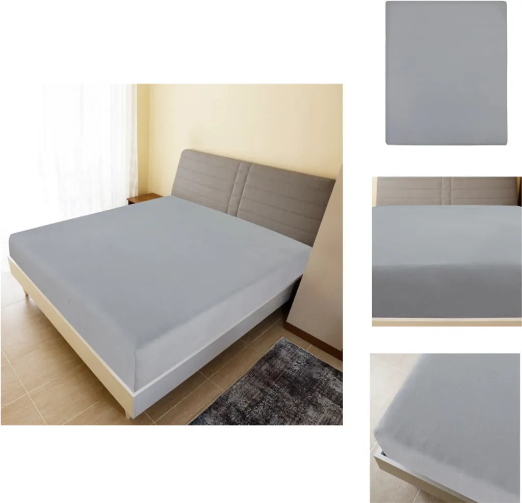 Lenzuolo Matrimoniale Jersey Grigio 140x200 vidaXL - Set 2 Pezzi Cotone