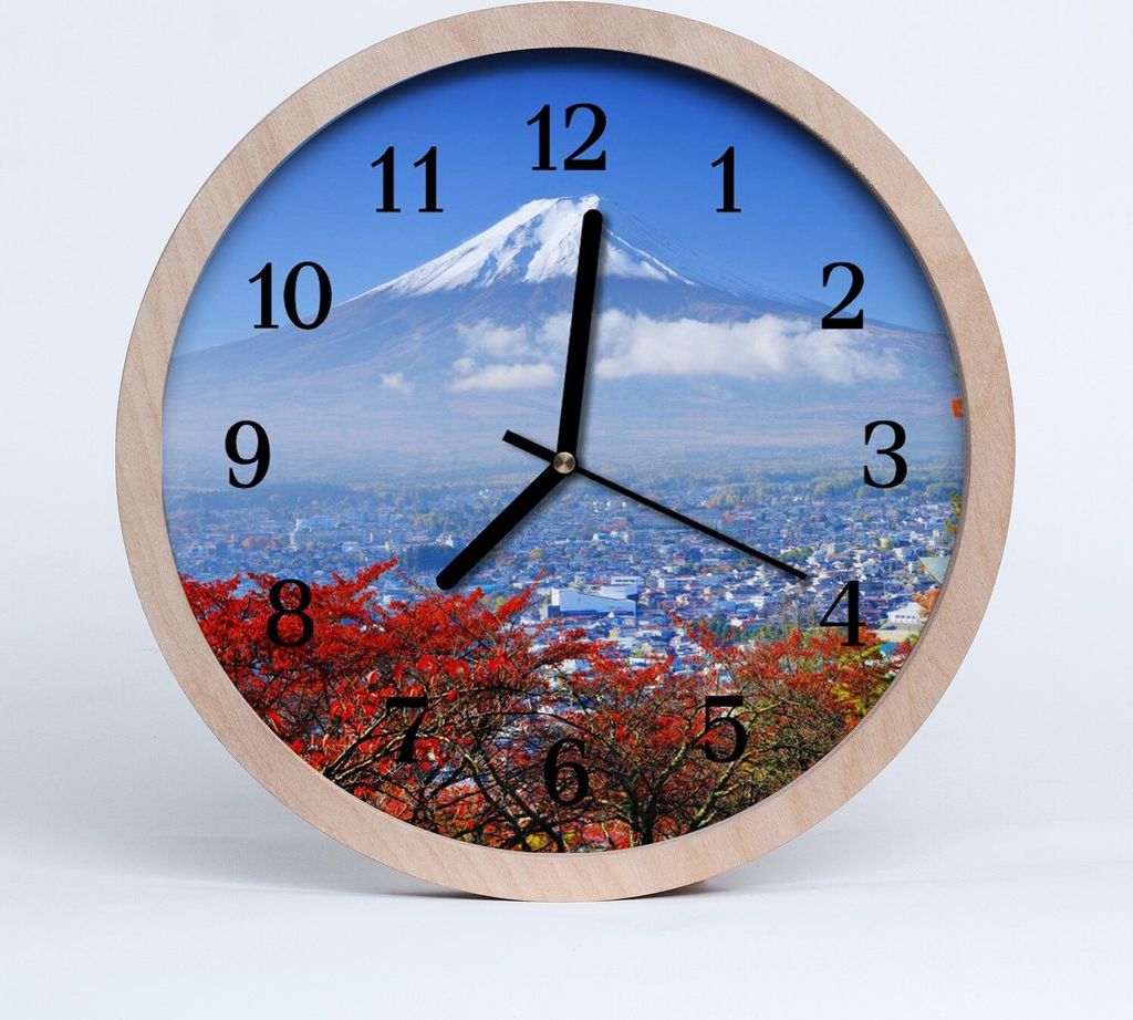 Holzuhr 30fi cm wanduhr - Berglandschaft