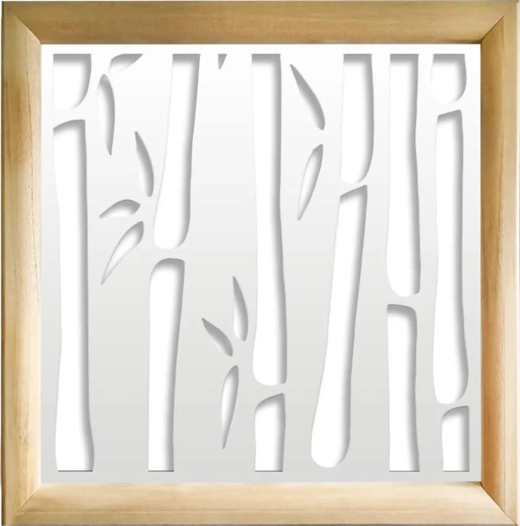 BAMBU Module décoratif bois et PVC blanc 48x48 cm pour cloison design