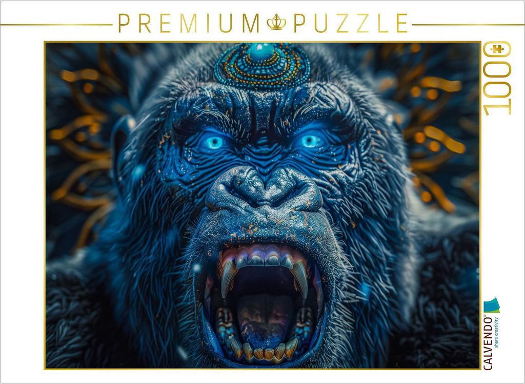 CALVENDO Puzzle Der mutige Gorilla | 1000 Teile Lege-Größe 64x48cm Foto-Puzzle für glückliche Stunden