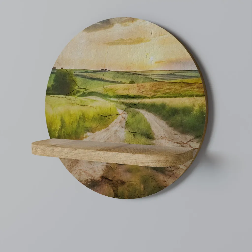 SUNSET PATH Étagère ronde en bois de chêne massif naturel - Ø 45 cm