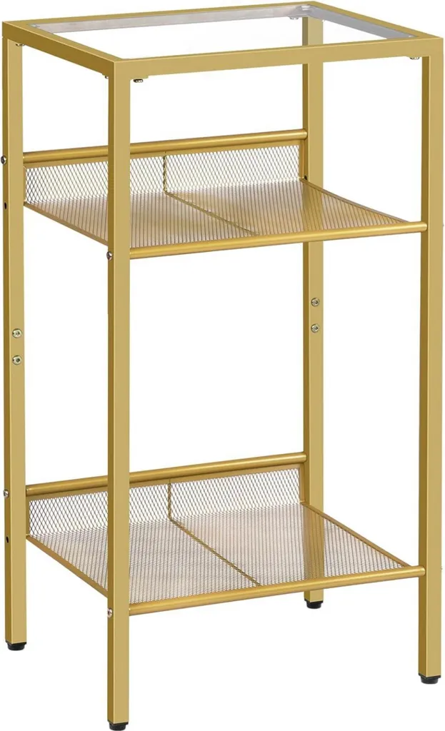 Mobiletto HOOBRO Golden Vetro Temperato 3 Livelli - Design Moderno