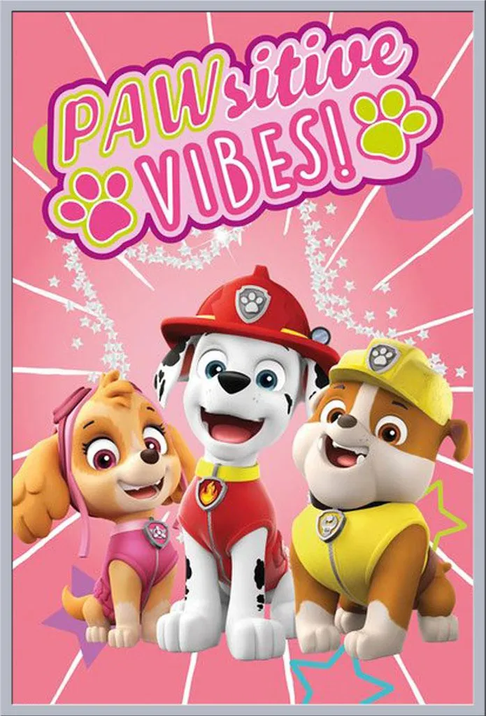 Affiche Paw Patrol Pawsitive Vibes avec Cadre Shinsuke Argenté 61x91,5 cm