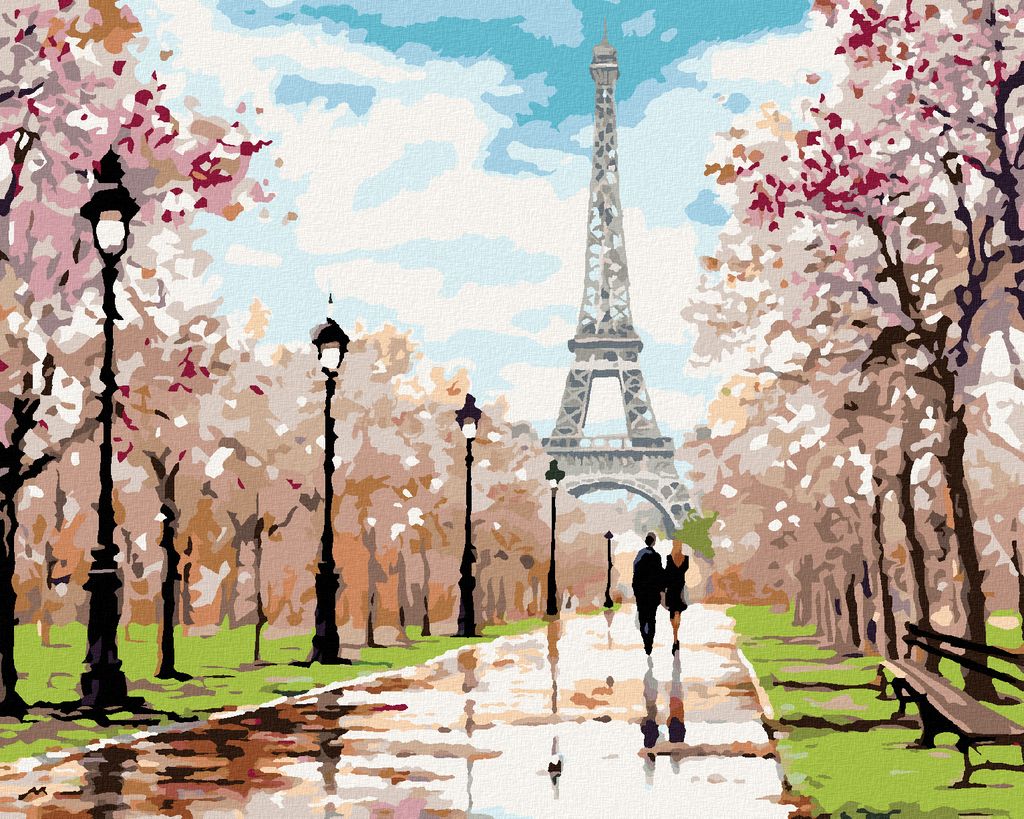 Zuty - Malen nach Zahlen - LIEBHABER IM PARK AM EIFFELTURM (RICHARD MACNEIL), 40x50 cm, ohne Keilrahmen