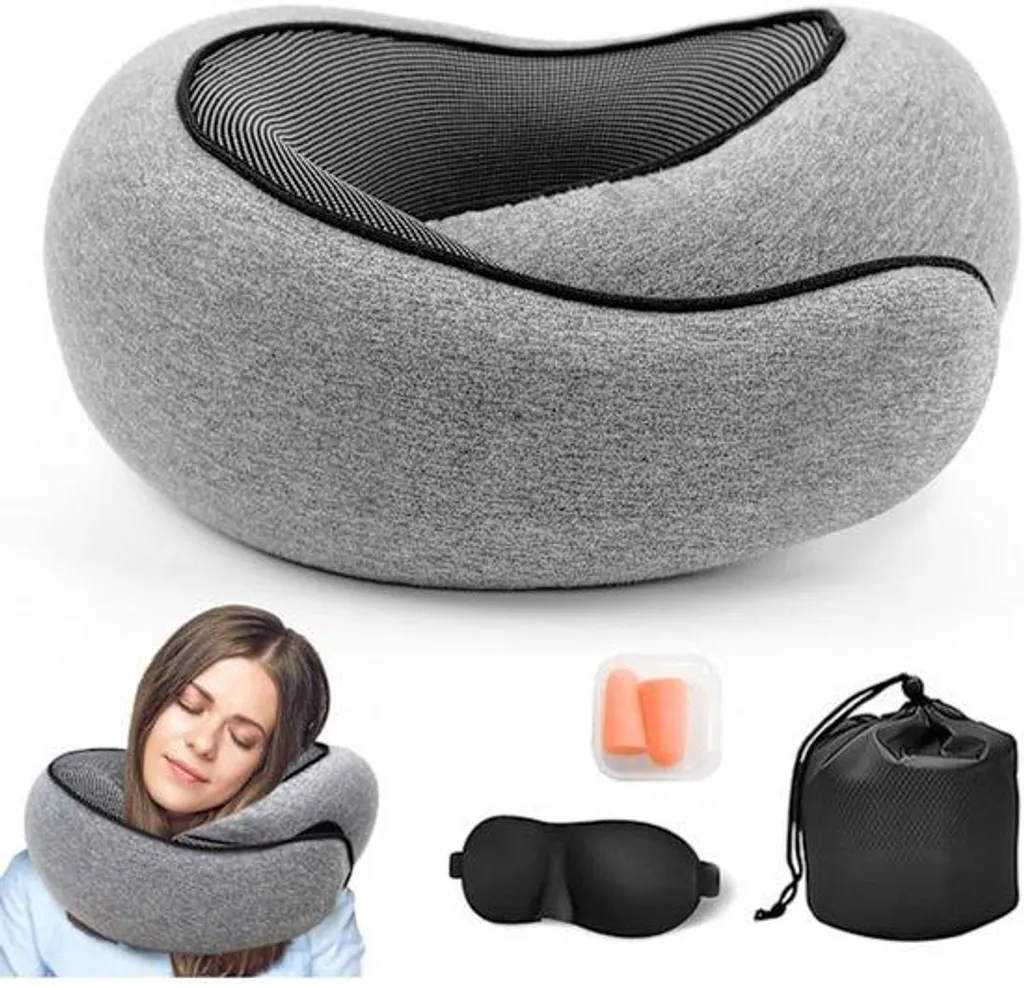 Oreiller cervical en mousse de riz - Kit de sommeil complet Gris 2024
