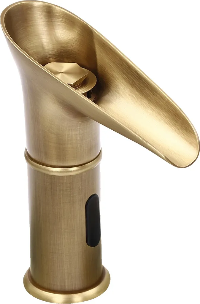 Miscelatore automatico per lavabo a sensore, funzionamento touchless, design moderno, oro