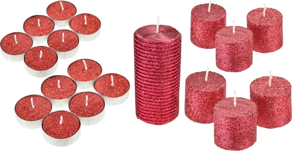 Sada svíček s červeným glitrem Obrázek produktu 