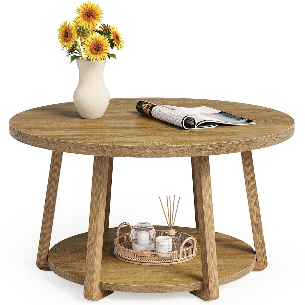 Tribesigns Runder Couchtisch, 2-stufiger Mitteltisch mit Produktbild 