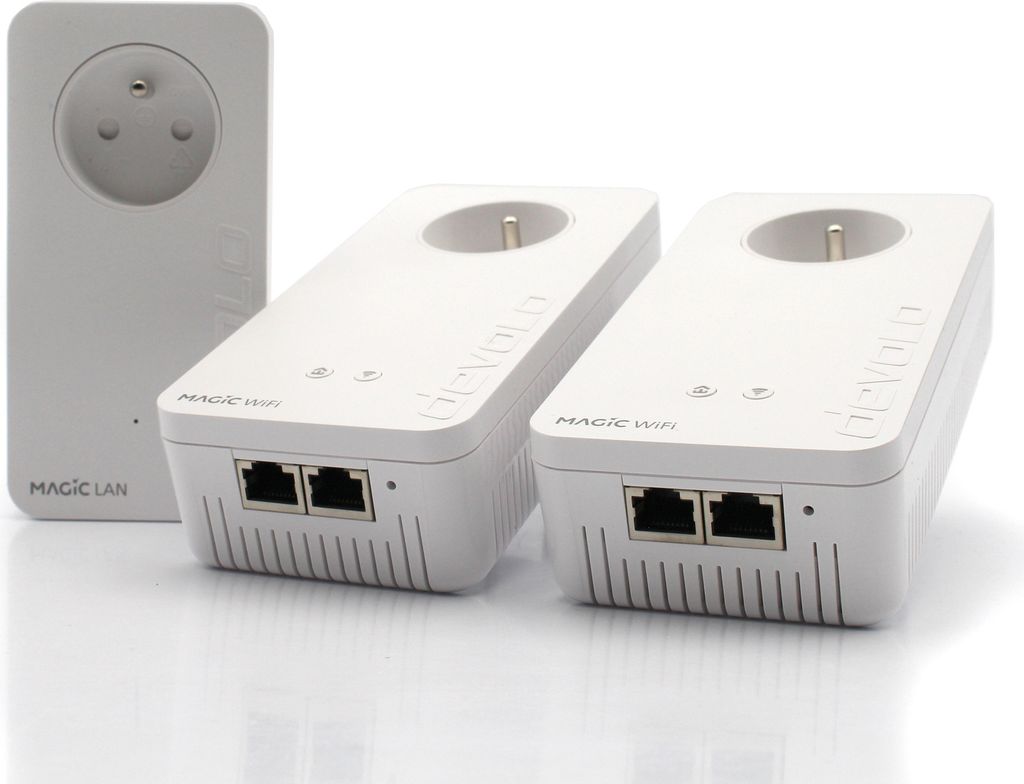 Devolo Magic 2 WiFi 6: CPL Multiroom Kit (2400 Mbps, Access Point WiFi Mesh, 5 Gigabit Ethernet Ports) CPL 2.0, französische Steckdosen, Weiß