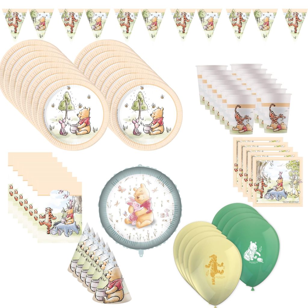 76-tlg. Winnie Pooh Natur Party Set für Kindergeburtstag Produktbild 