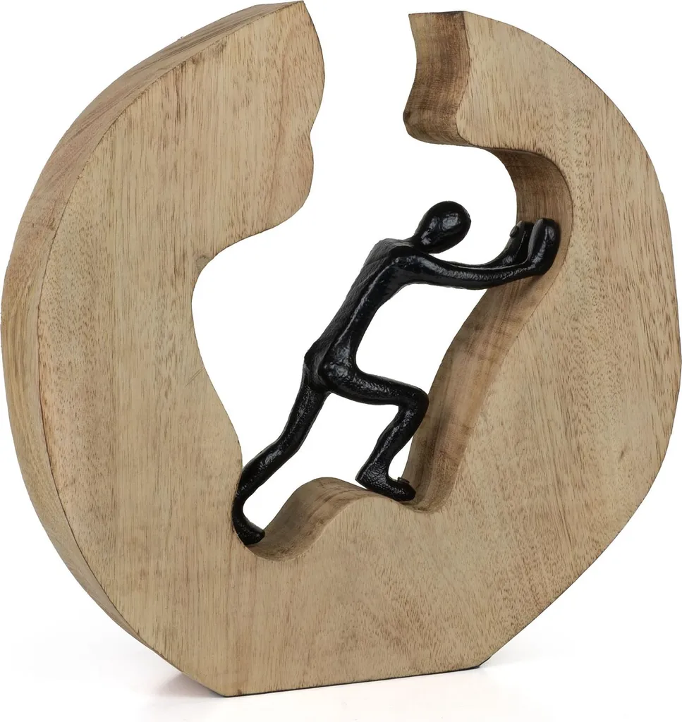 Figurine Push & Work Noir 28cm Bois Manguier - Sculpture Artisanale - 9