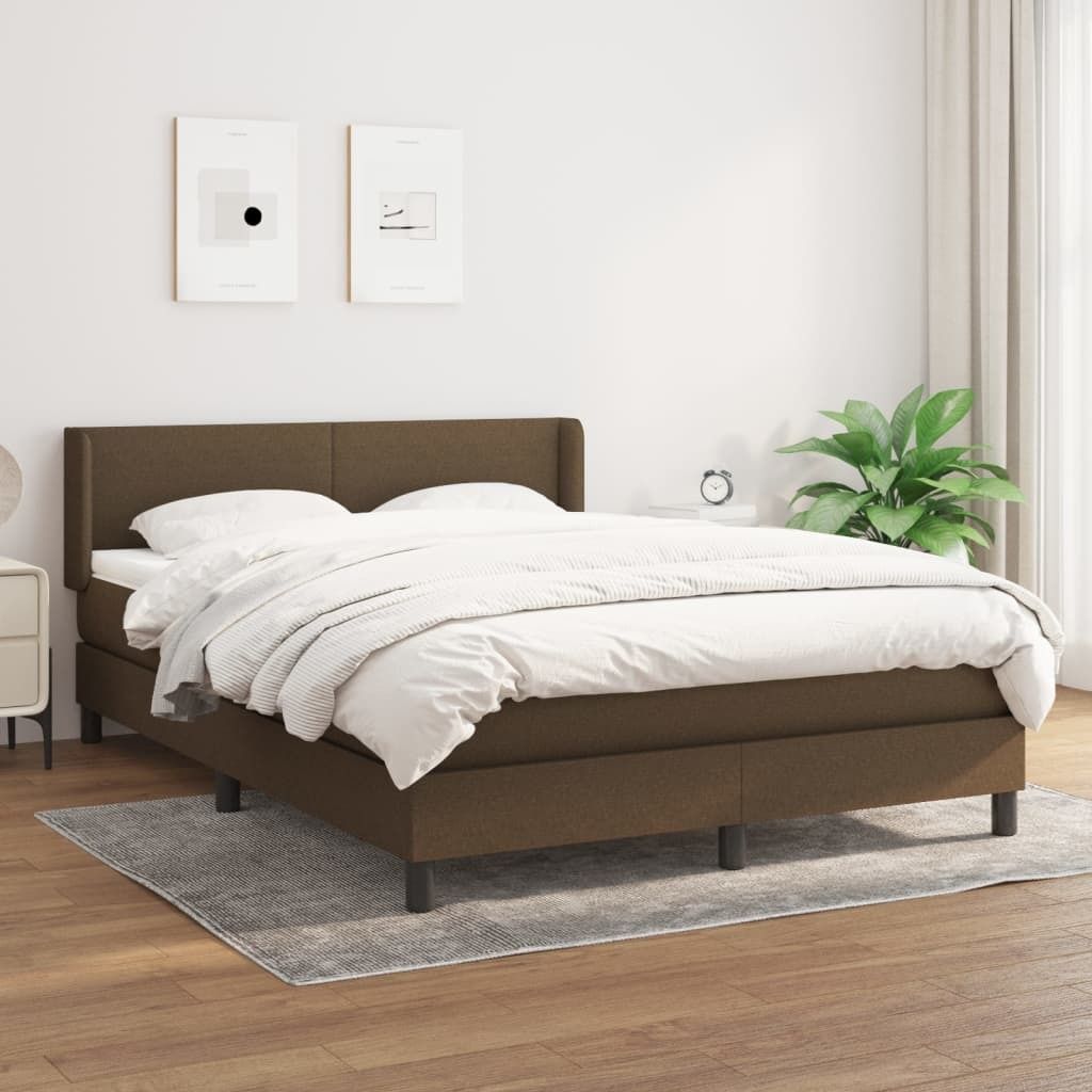 Maison Exclusive - Boxspringbett mit Matratze Dunkelbraun 140x200 cm Stoff