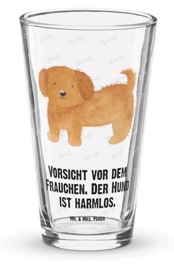 Mr. & Mrs. Panda Shaker Glas Hund Flauschig - Transparent - Geschenk, Pint, Pintglas, Frauchen, Tumbler, Niedlich, Wasserglas, Bierglas, Hunde, Spr...