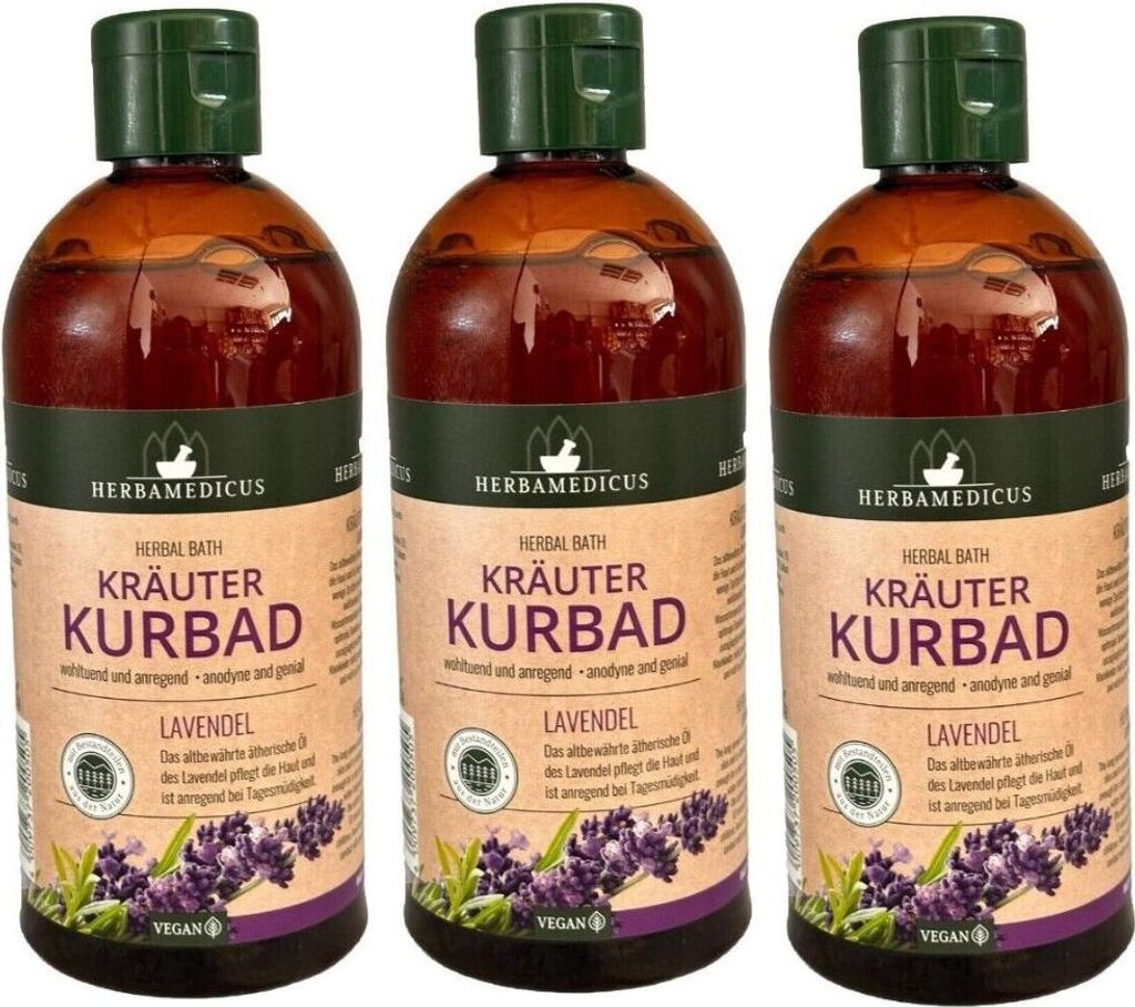 3x500 mlHerbamedicus Kräuterbad Kräuter Kurbad Lavendel