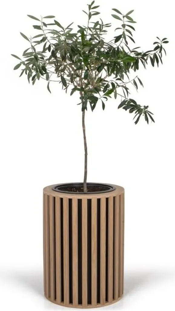 Cache-pot Parterre de fleurs à lamelles en chêne clair massif 50cm