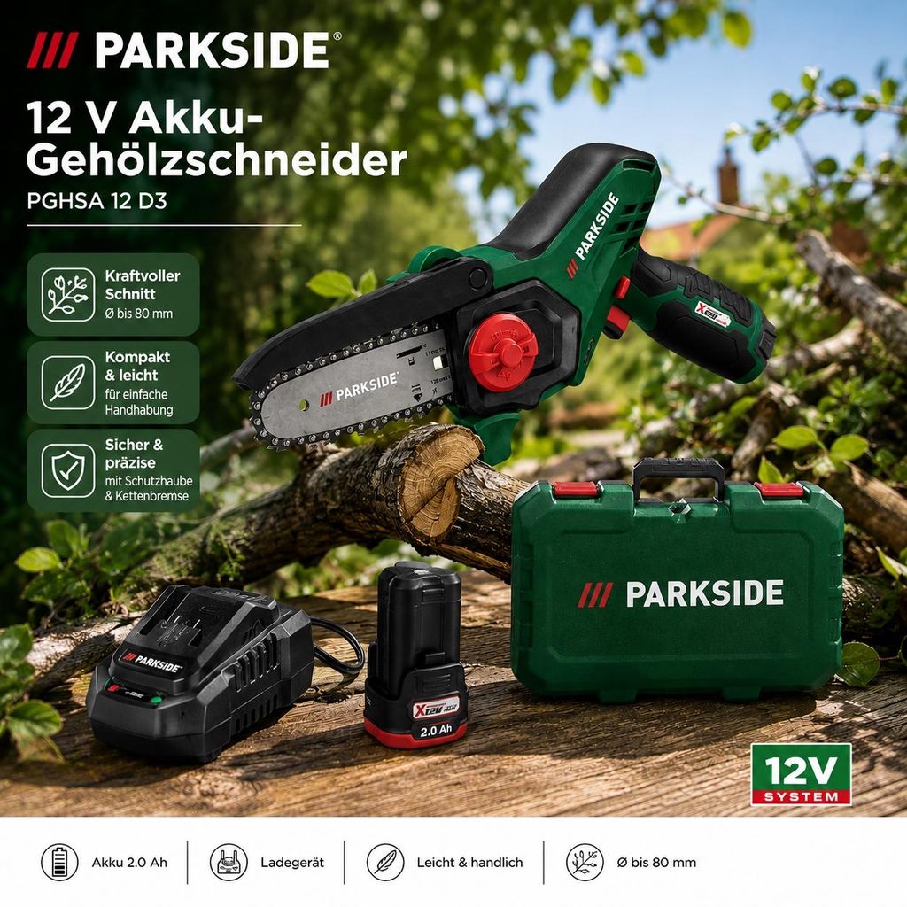 PARKSIDE 12V Akku-Gehölzschneider PGHSA 12 D3, Akku 2.0 Ah Produktbild 