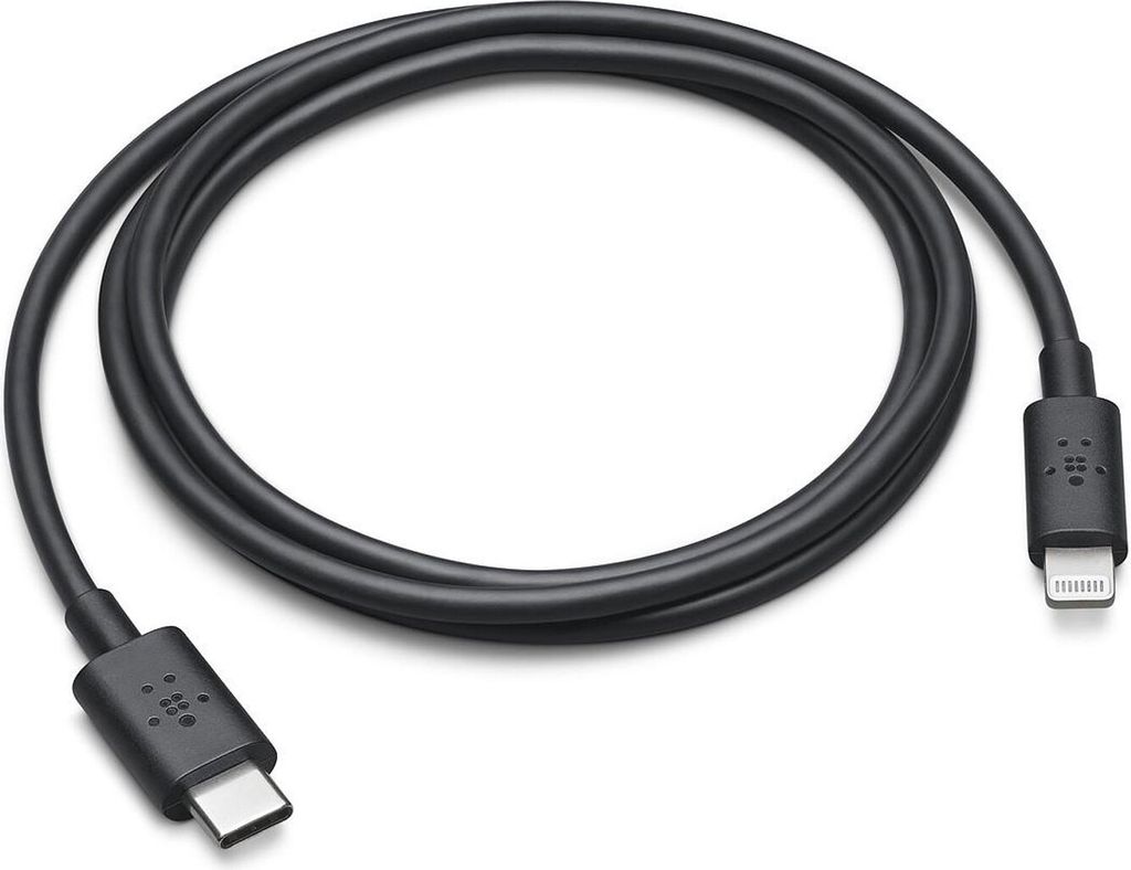 Belkin F8J239DS03-BLK, 1 m, Lightning, USB C, Männlich, Männlich, Schwarz