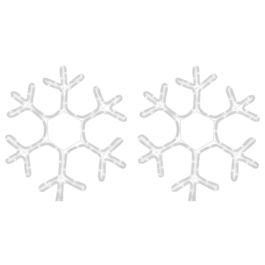 Lot de 2 Décorations Lumineuses Flocons de Neige LED Blanc Chaud