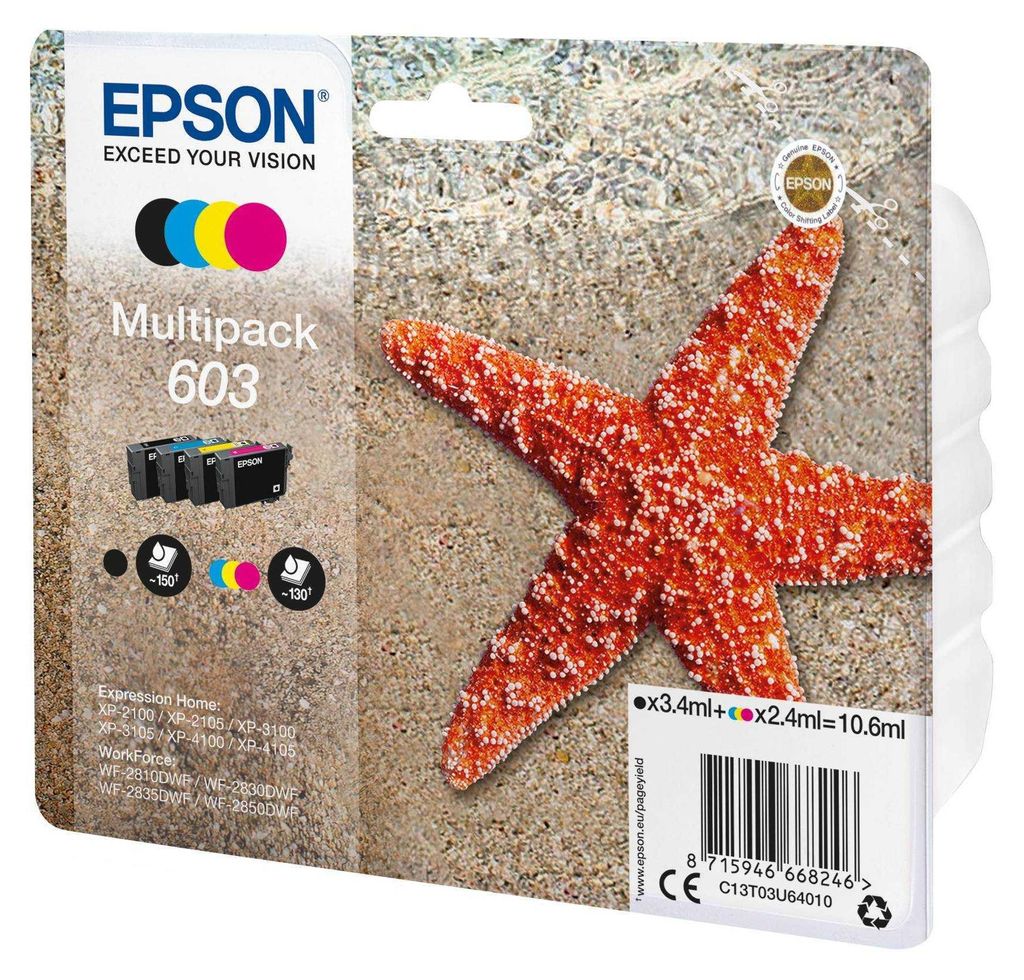 Patrone Epson 603 4er-Pack čierna + farebná T03U6 Obrázok produktu 