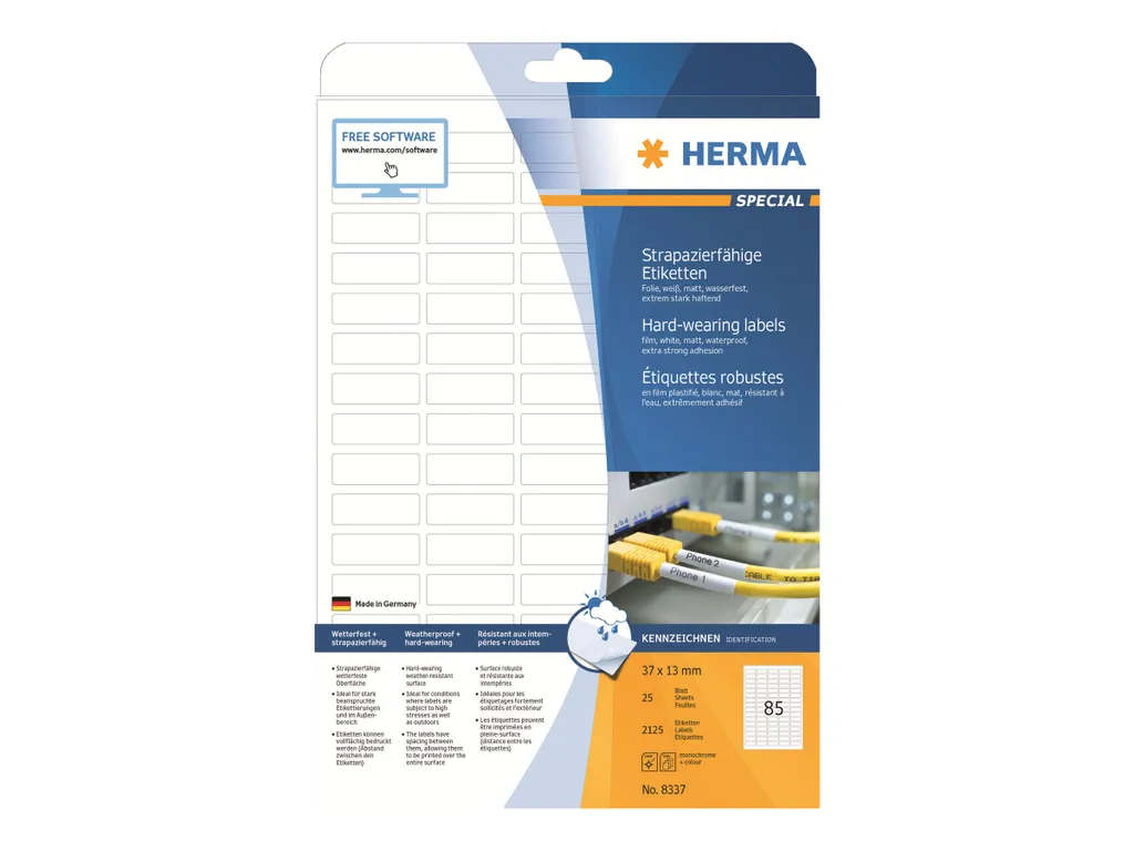 Etichette Herma SPECIAL 37x13 mm Resistenti Intemperie A4 - 2125 pz