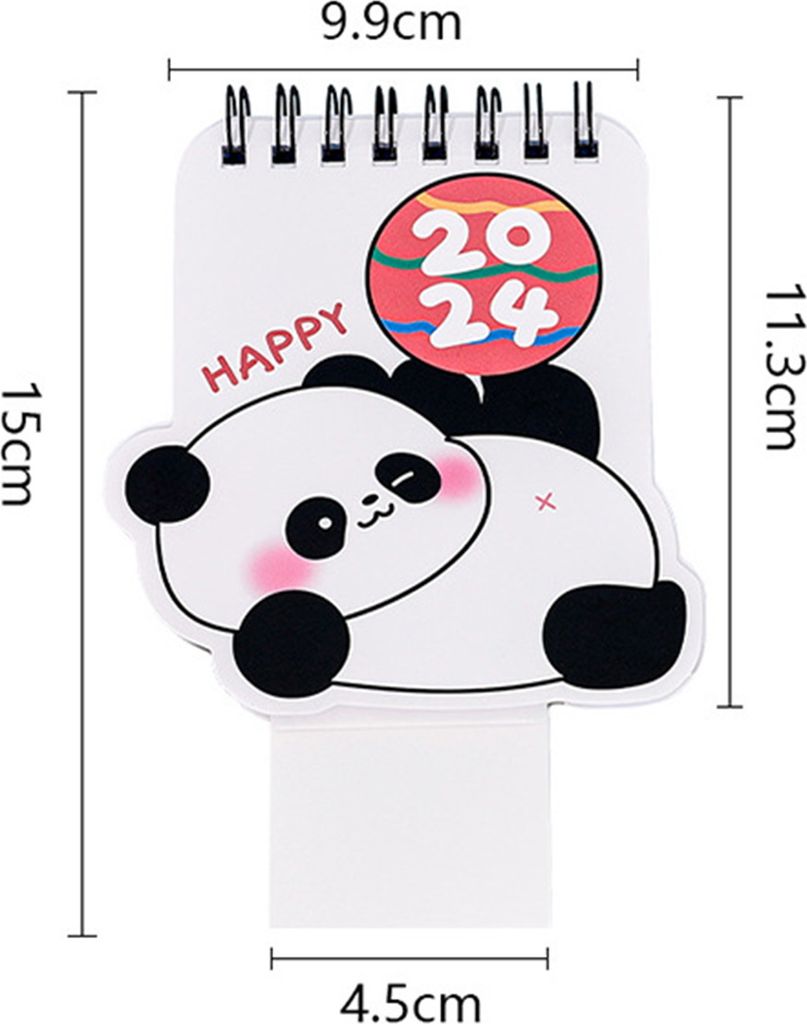 Schreibtischkalender, Cartoon-Panda-Muster, 2024, Kalender, Verwalten von Zeitplänen, Aufgaben, Mini-Kalender für Zuhause, Schule, Büro