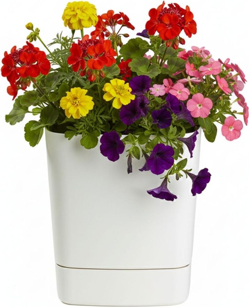 HowHomely | Blumentopf mit Untersetzer - Übertopf - creme - 30x30 cm - aus Recyclingmaterial - Pflanztopf - Pflegeleicht