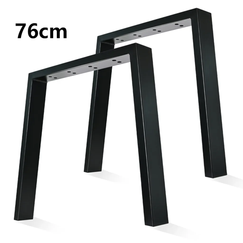 Pieds de Table Basse et Haute en Acier Noir Forme U Style Industriel, x2