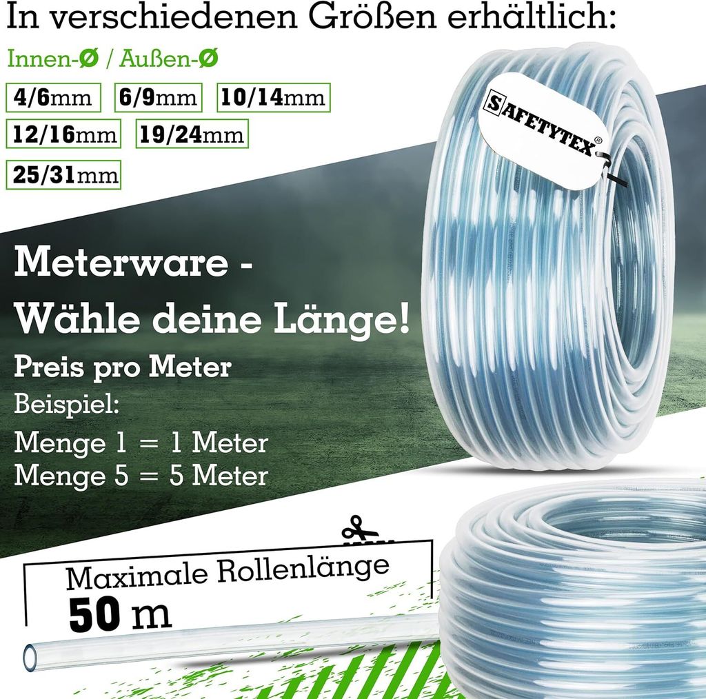12 Meter PVC-Schlauch, 8x10 Mm – Transparent, Für Aquarium, Bier, Kraftstoff & Mehr, BPA-frei