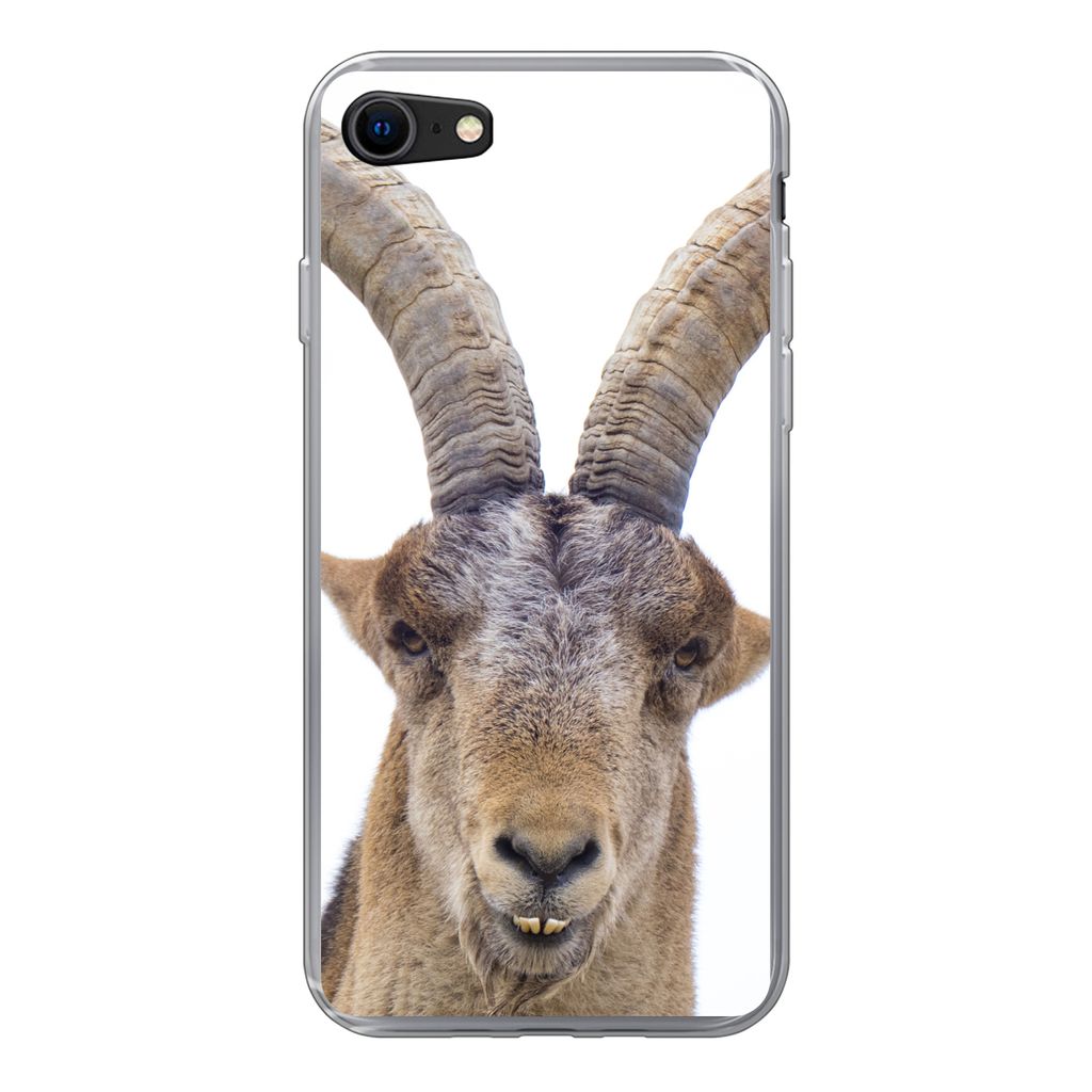 MuchoWow Handyhülle Schutzhülle Hülle für iPhone 8 Steinbock - Tiere - Hoorn Silikon Softcase Handy Hülle - Schutzhaube