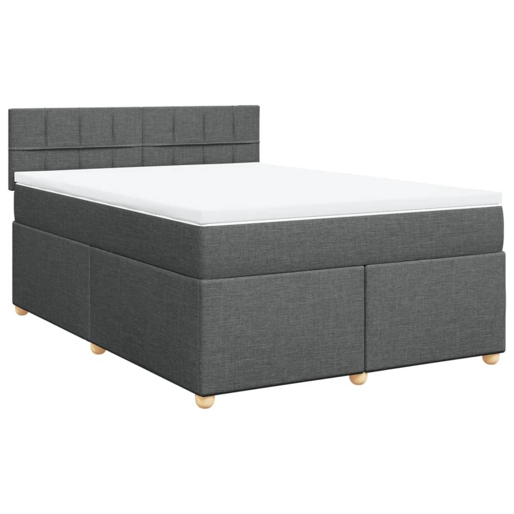 Boxspringbett mit Matratze Dunkelgrau 140x190 cm Stoff Produktbild 