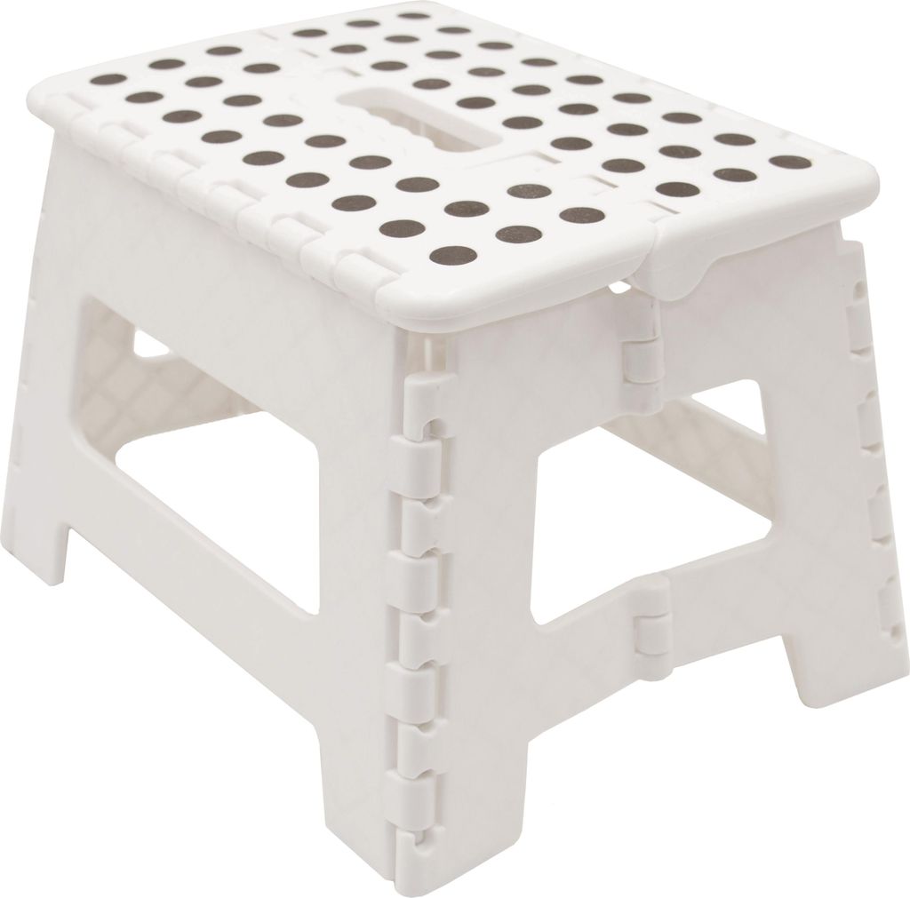 Klapphocker / Tritthocker, 29x22x22 cm, weiß-schwarz Produktbild 