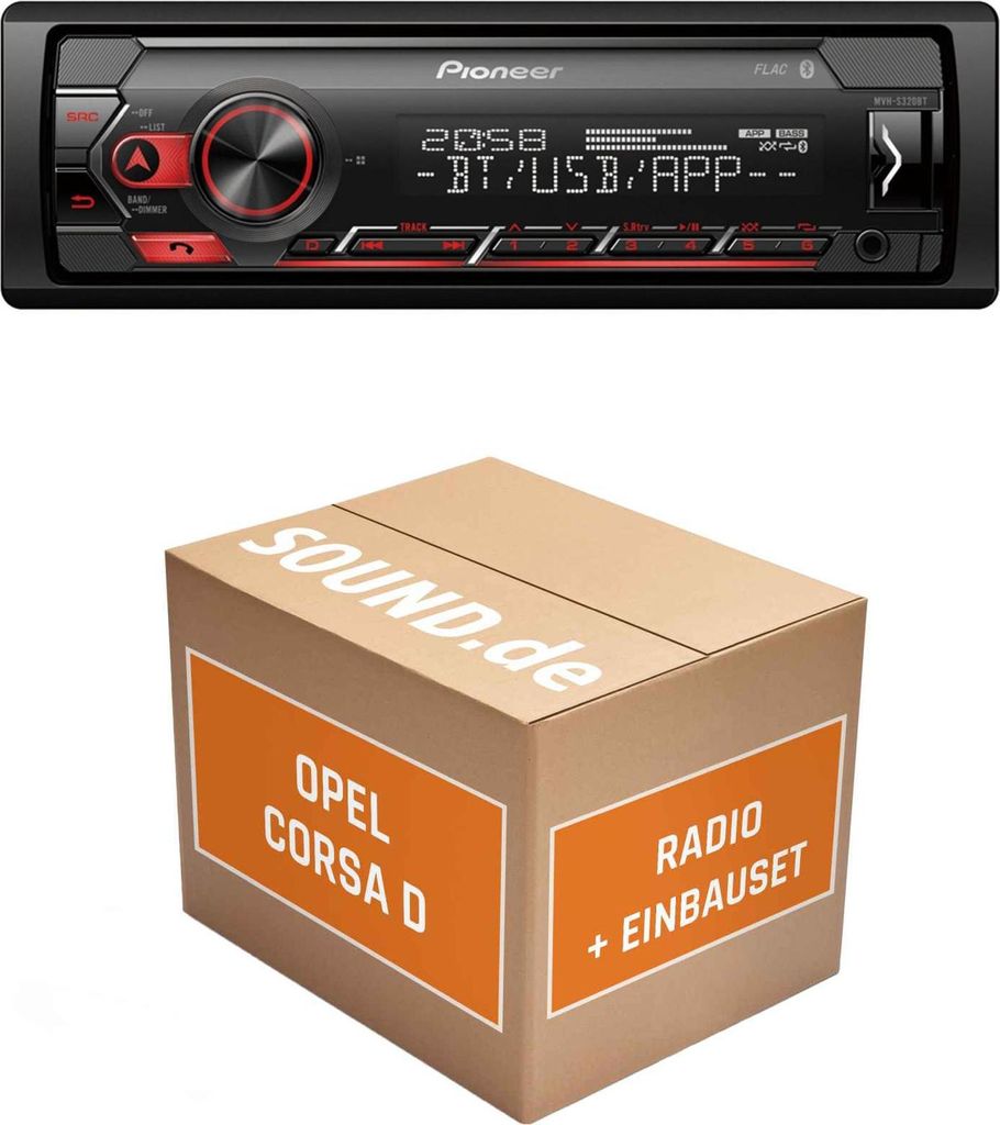 Autoradio Einbaupaket Pioneer MVH-S320BT passend für Opel Corsa D Charcoal-Metallic | Bluetooth USB