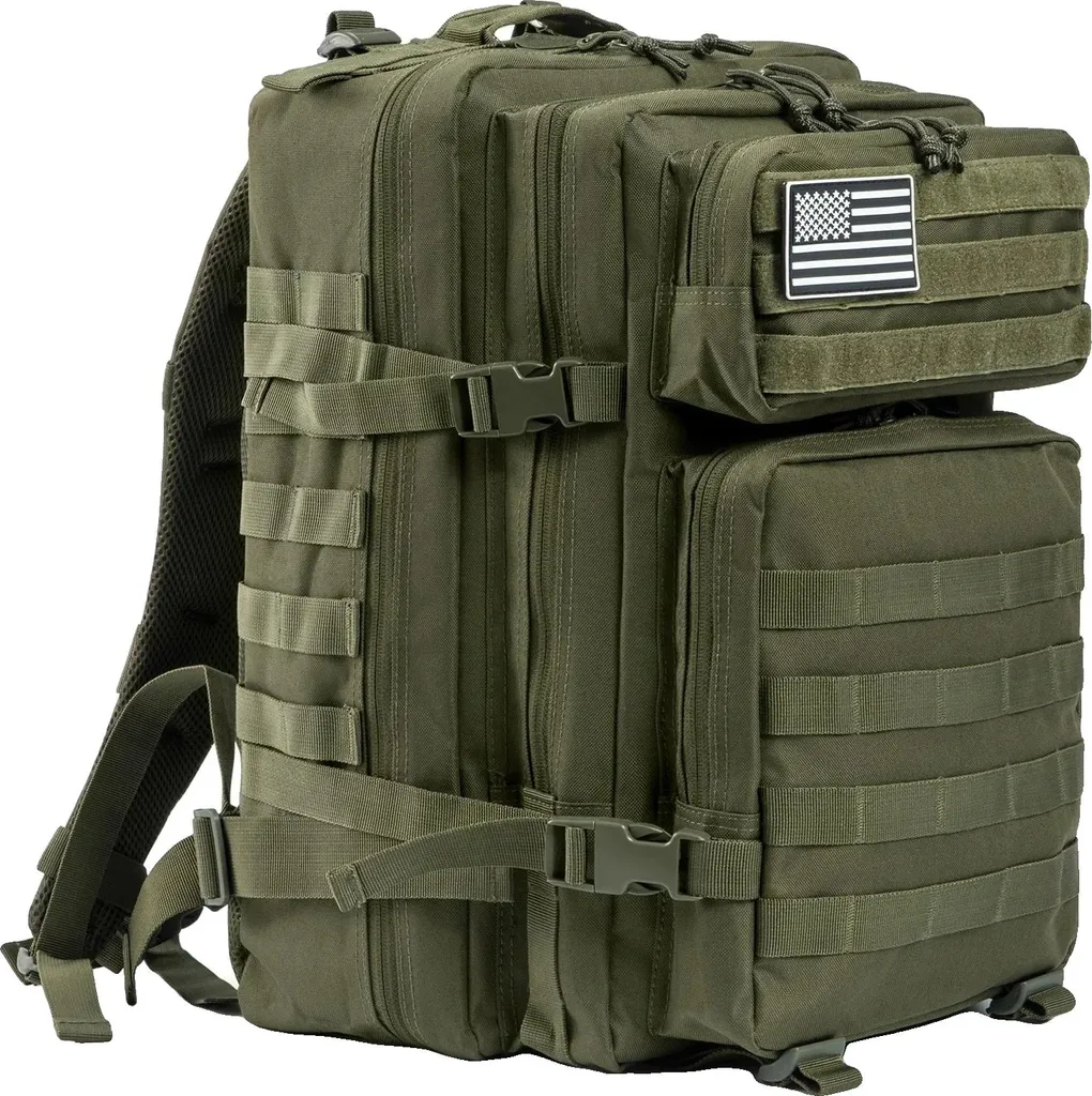 Sac à dos tactique 40L vert en polyester résistant et grande capacité