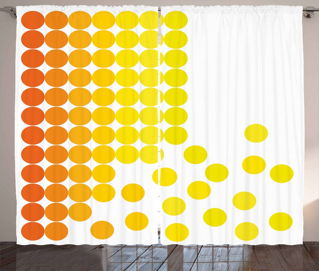 ABAKUHAUS Gelb und Weiß Rustikaler Gardine, Ombre Dots, Schlafzimmer Kräuselband Vorhang mit Schlaufen und Haken, 280 x 225 cm, Orange Gelb Weiß