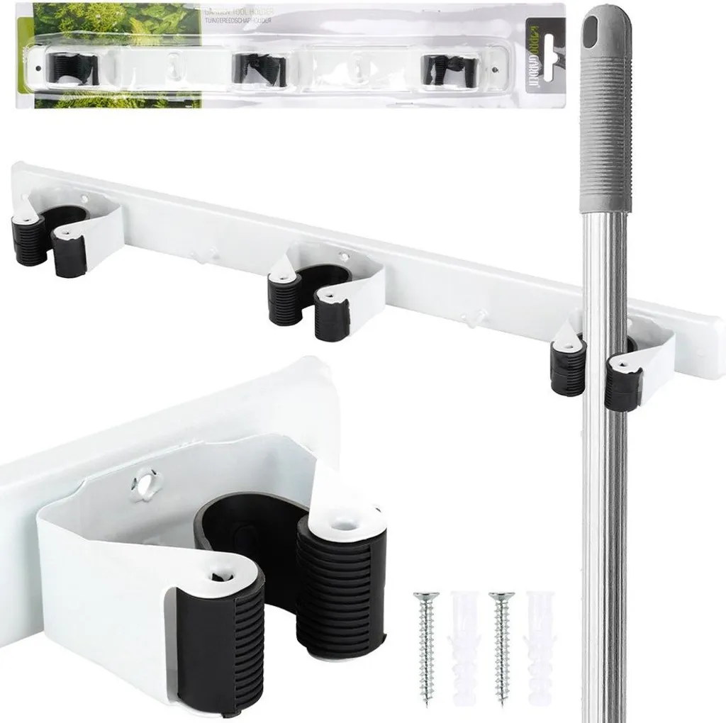 Organizer Giardino Metallo: Gancio Triplo per Attrezzi e Scope - 12