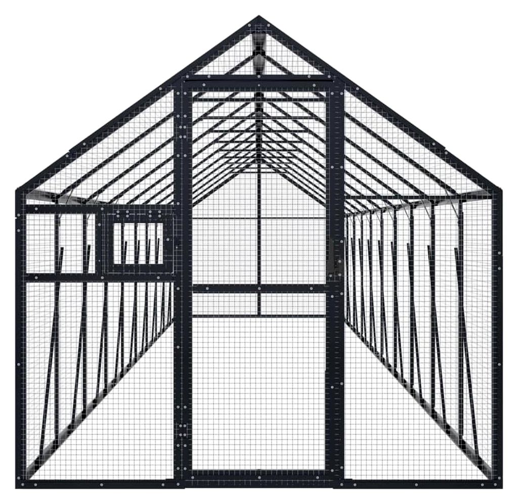 Voliere Anthrazit 1,79 x 10 x 1,85 m aus Aluminium für Garten und Terrasse