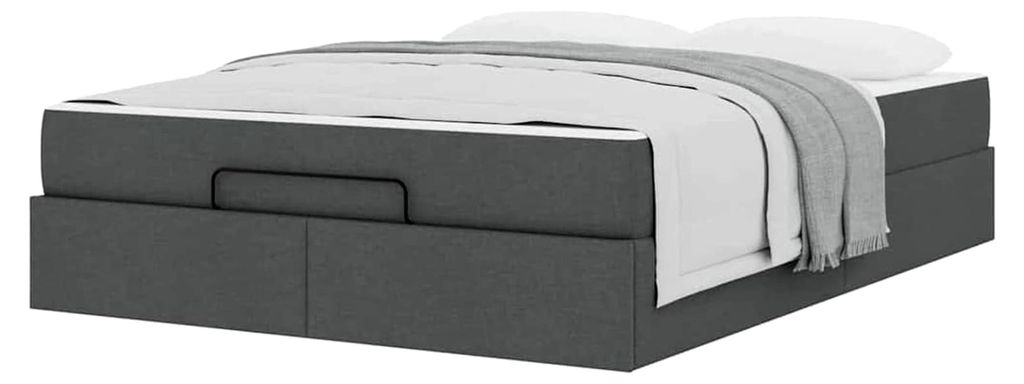 Bettgestell mit Stauraum Dunkelgrau 160 x 200 cm Stoff