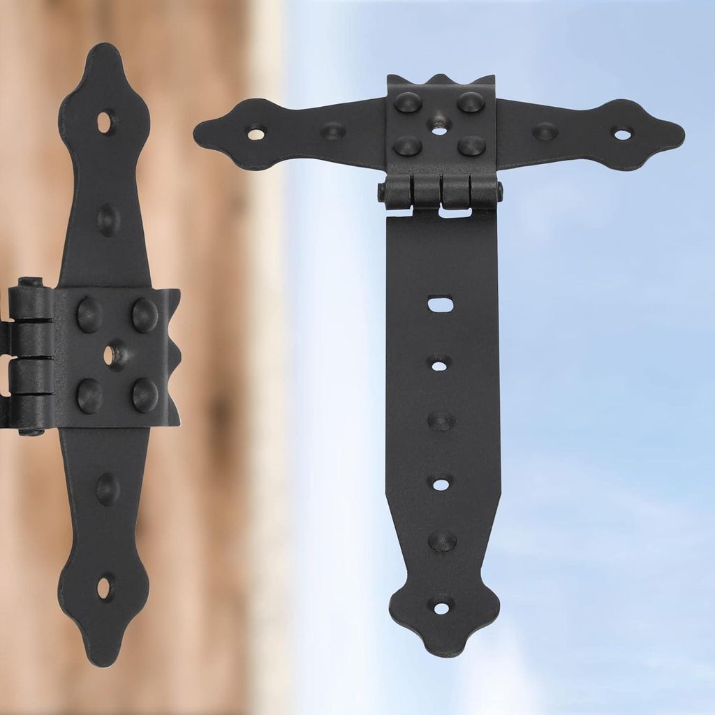 Robuste schwarze Scharniere für Außentüren und Tore, Set von 2, 200 mm lang
