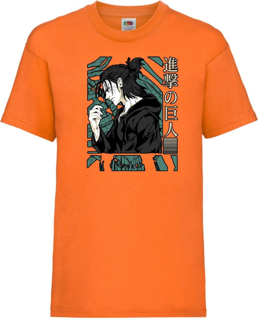 Kinder T-Shirt Attack Anime On Titan Eren Yeager 03 Eren Yeager, 5-6 Jahr - 116 / Orange
