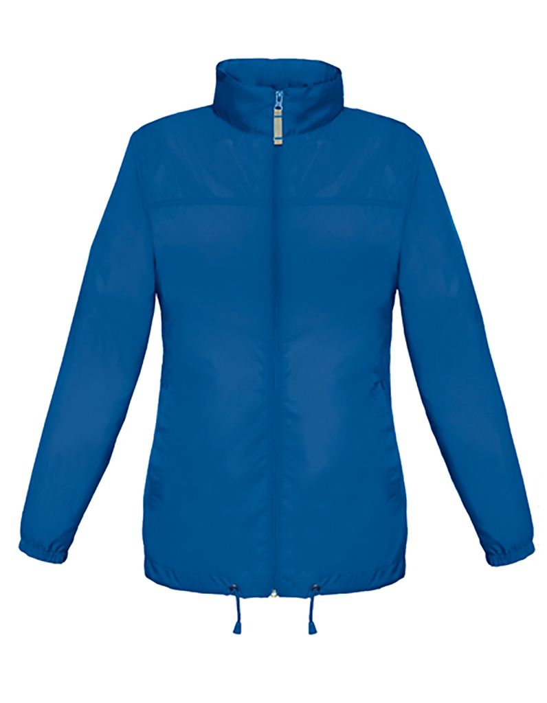 B&C Damen Windbreaker Jacke Windjacke Steppjacke Stehkragen Regenjacke, Größe:XS, Farbe:Royal Blau