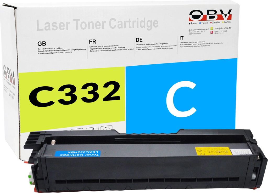 OBV Toner für Lexmark C332 C3224dw C3426dw Cyan, OEM Produktbild 